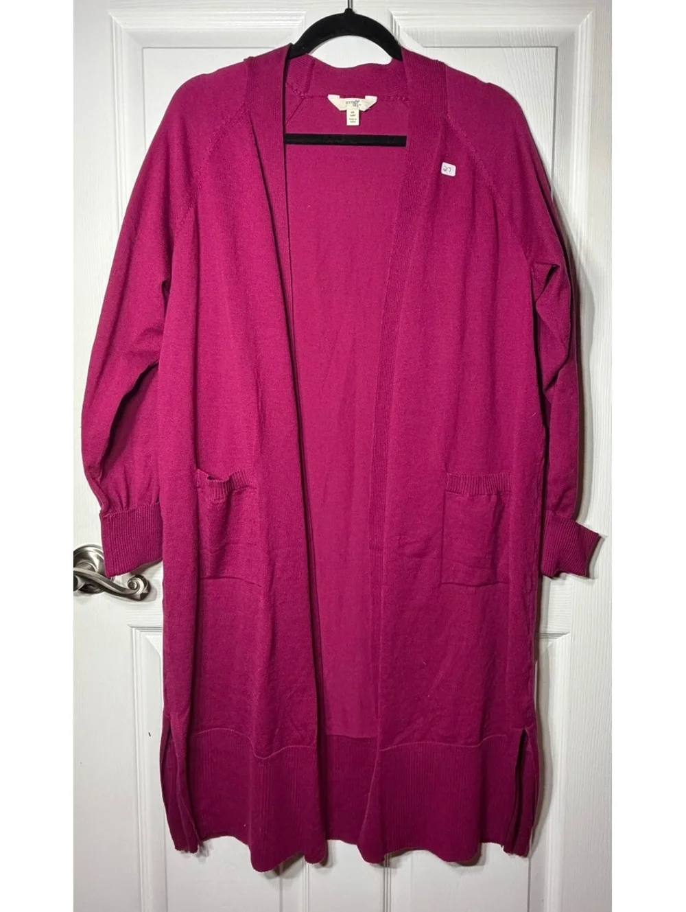 Terra & Sky Women's Long Open Front Cardigan Sweater, Size 0X, Magenta